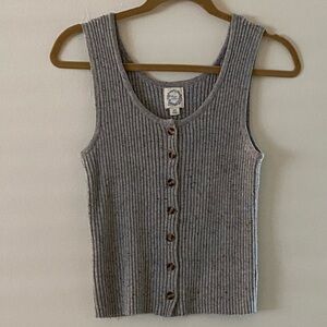 Blue Rain button up sweater tops Gray Ribbed button up Tank Top